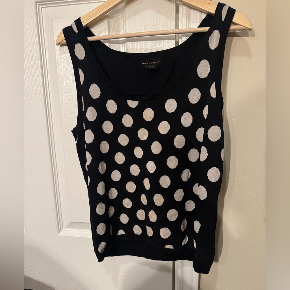 Stylish Black and White Polka Dot Tank Top